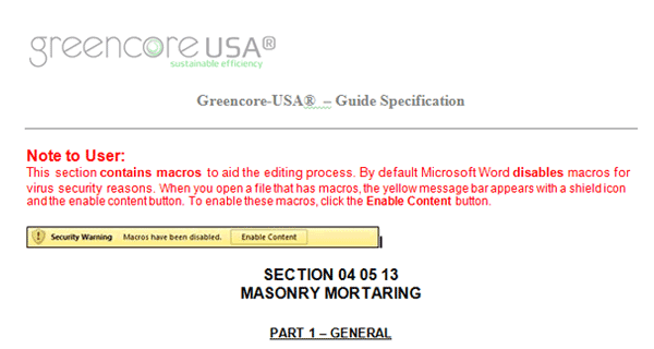 Mortar Guide Specification